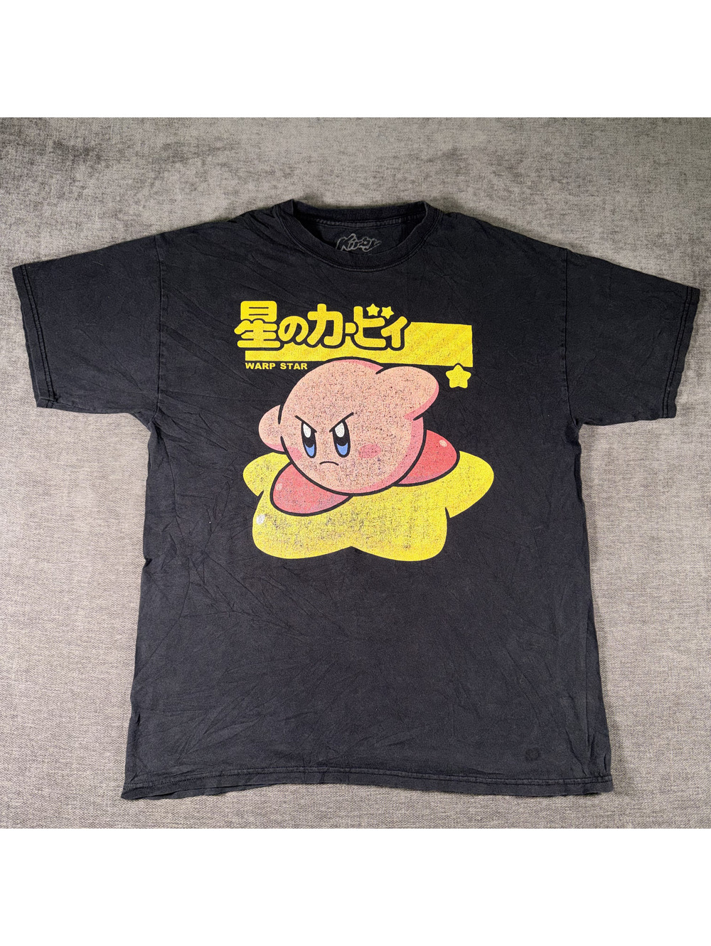 Kirby Warp Star Black Graphic T-Shirt Size L
